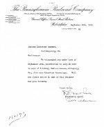 PRR Purchasing Agent Letter, 1912